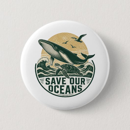 Rettet unsere Ozeane Umwelt Button (Vorderseite)