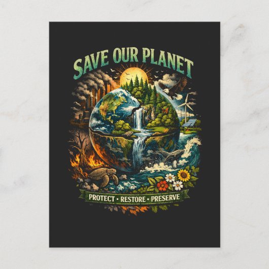 Rettet unseren Planeten Postkarte (Vorderseite)