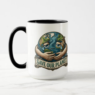 Rettet unseren Planeten Weinende Erde Ökologisches Tasse