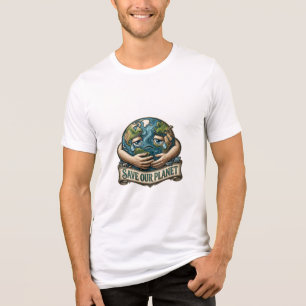 Rettet unseren Planeten Weinende Erde Ökologisches Tri-Blend Shirt