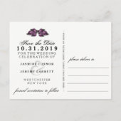 Rettetest Datum Halloween Skelette Lila PostCard Ankündigungspostkarte (Rückseite)