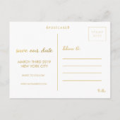 Rettetest unseres Datums Schwarze Gold Typografie Ankündigungspostkarte (Rückseite)