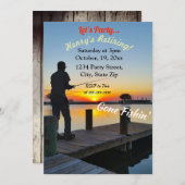 Rettiring Gone Fishin' Holzschuppen anpassbar Einladung (Vorne/Hinten)