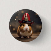 **"Rettung bereit: Guinea Pig in einem Fireman-Hut Button (Vorderseite)