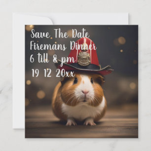 **"Rettung bereit: Guinea Pig in einem Fireman-Hut Save The Date