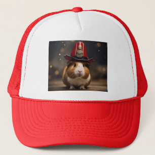 **"Rettung bereit: Guinea Pig in einem Fireman-Hut Truckerkappe