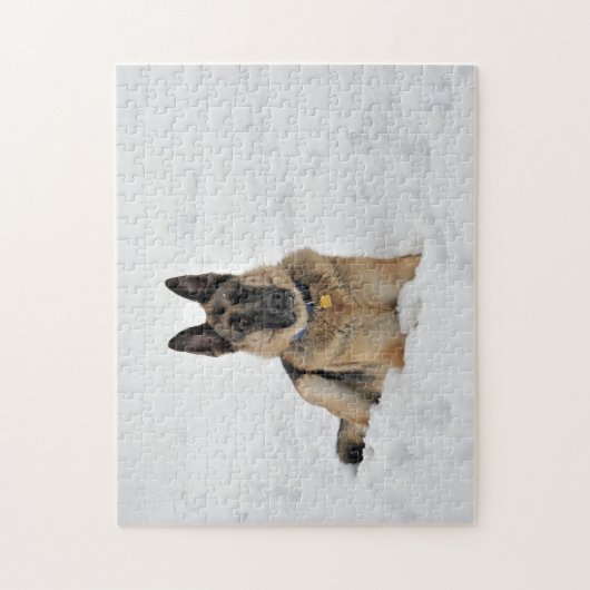 Rettung des deutschen Schäferhirten im Snow-Jigsaw Puzzle (Vertikal)