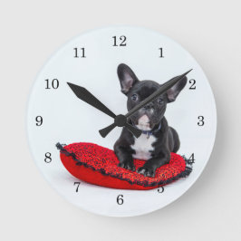 Rettung des französischen Bulldog-Hundes Runde Wanduhr