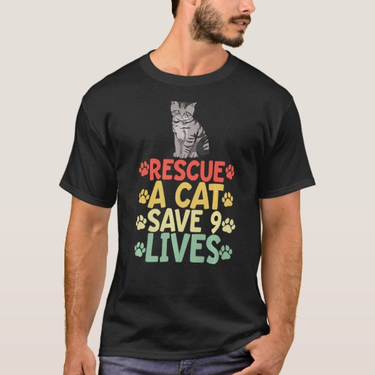 Rettung einer Katze Rettend 9 Lebendige Katze Haus T-Shirt (Vorderseite)