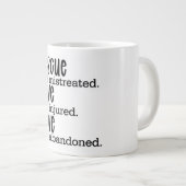 Rettung Gerettet Liebe Tiermissbrauch Kaffeepause  Jumbo-Tasse (Vorderseite Rechts)