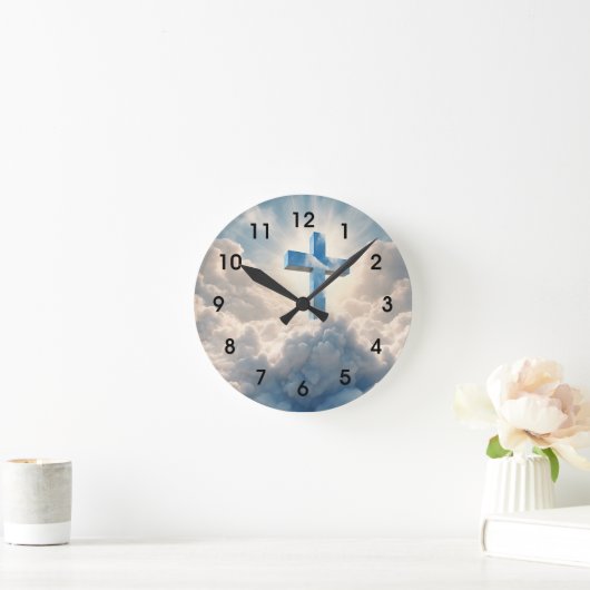 Rettung, Kreuz in den Wolken, Runde Wanduhr (Zuhause)
