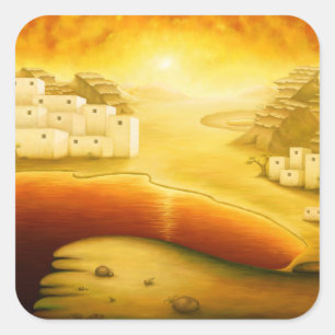 "Rettung" - Naher Osten, Orient Sonnenuntergangsma Quadratischer Aufkleber