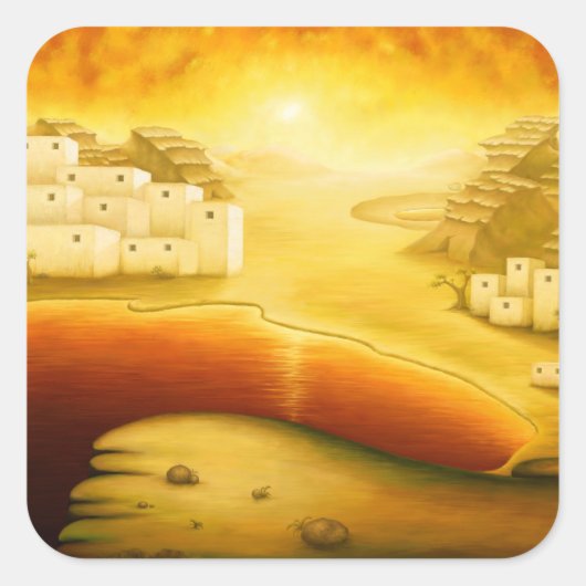 "Rettung" - Naher Osten, Orient Sonnenuntergangsma Quadratischer Aufkleber (Vorderseite)