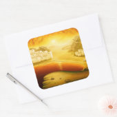 "Rettung" - Naher Osten, Orient Sonnenuntergangsma Quadratischer Aufkleber (Umschlag)