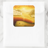 "Rettung" - Naher Osten, Orient Sonnenuntergangsma Quadratischer Aufkleber (Tasche)