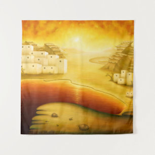 "Rettung" - Naher Osten, Orient Sonnenuntergangsma Wandteppich