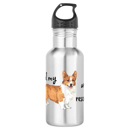 Rettung Pembroke Welsh Corgi Edelstahlflasche (Vorderseite)
