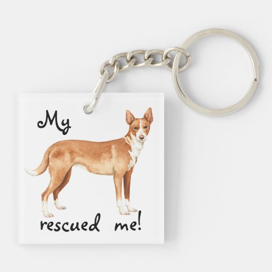 Rettung Portugiesisch Podengo Schlüsselanhänger (Rückseite)