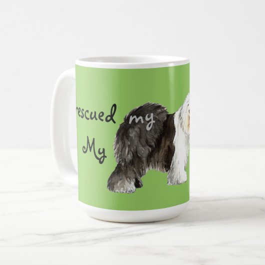 Rettungs-alter englischer Schäferhund Kaffeetasse (Vorderseite Links)