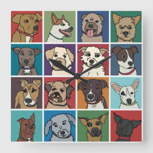 Rettungs-HundeCartoon Quadratische Wanduhr