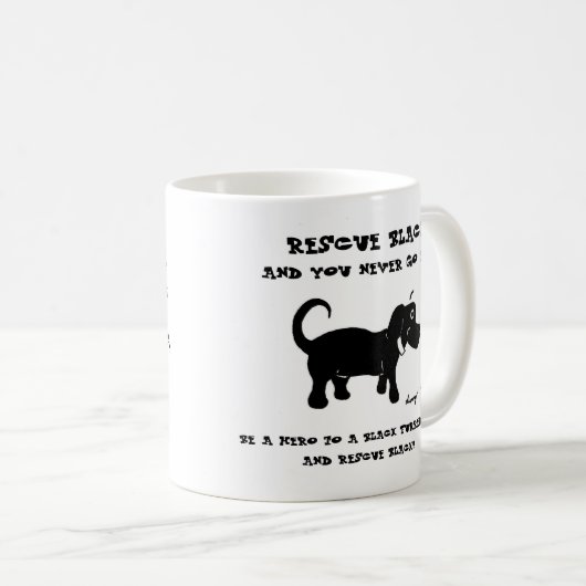 Rettungs-schwarze HundeTasse Kaffeetasse (VorderseiteRechts)