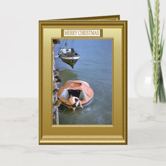 Rettungsbootübung von der Schiffsseite aus Feiertagskarte (Vorderseite)