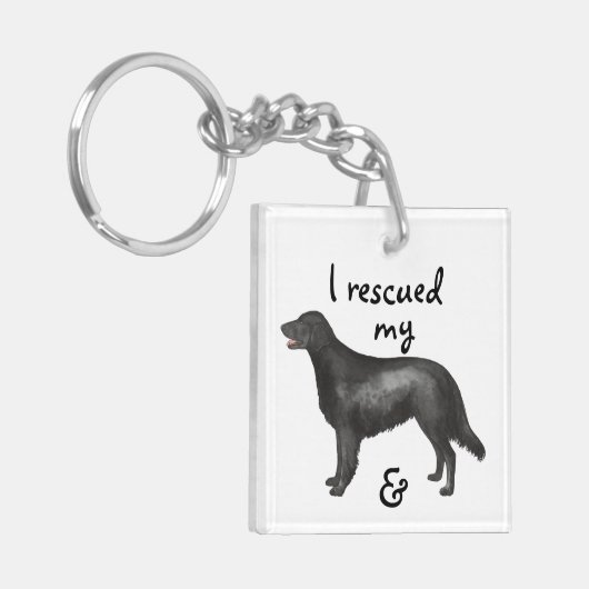 Rettungsflatbeschichteter Retriever Schlüsselanhänger (Vorderseite links)