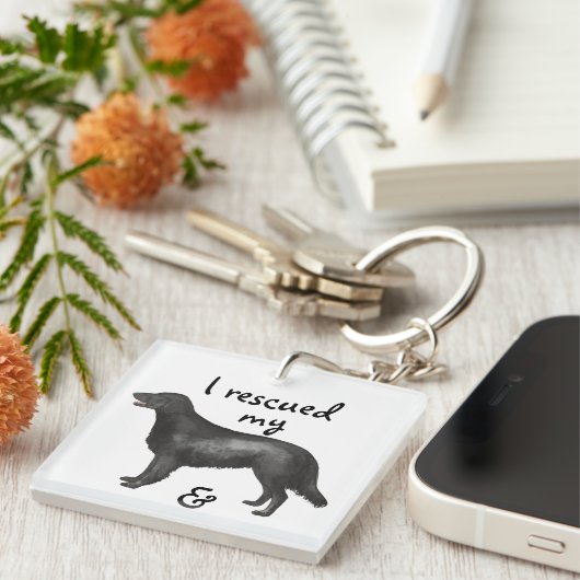 Rettungsflatbeschichteter Retriever Schlüsselanhänger (Vorderseite rechts)