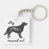 Rettungsflatbeschichteter Retriever Schlüsselanhänger (Rückseite)