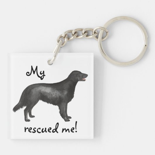 Rettungsflatbeschichteter Retriever Schlüsselanhänger (Rückseite)