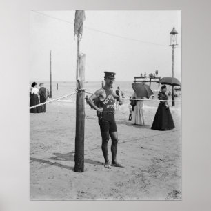 Rettungsschwimmer am Brighton Beach, 1906. Vintage Poster
