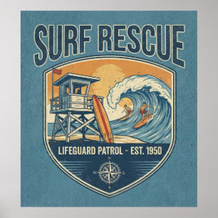 Rettungsschwimmer-Patrouille Surf Est 1950 Poster