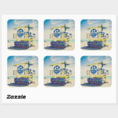 Rettungsschwimmer | South Beach, Miami, Fl. Quadratischer Aufkleber (Blatt)