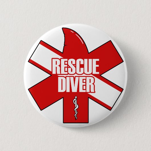 Rettungstaucher Kreuz Tauchflagge Knopf Button (Vorderseite)