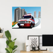Rettungswagen in der Stadt Poster (Heimbüro)
