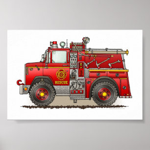 Rettungswagen mit Feuerlöschpumpe Poster