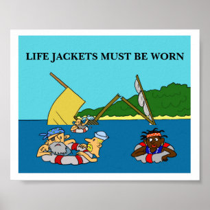 Rettungswesten müssen getragen werden poster
