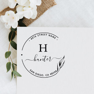 Return Address Elegant Monogram Minimalist Gummistempel