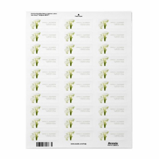 Return Address Label Calla Lilies Wedding. (Vorne)