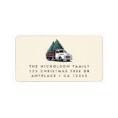 Return Address Label | Christmas Tree Truck Cream Adressaufkleber (Vorne)