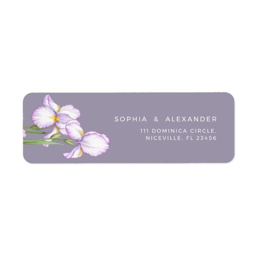 Return Address Label Delicate Irises Wedding. (Vorne)