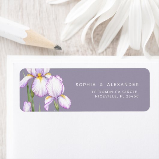 Return Address Label Delicate Irises Wedding. (Insitu)