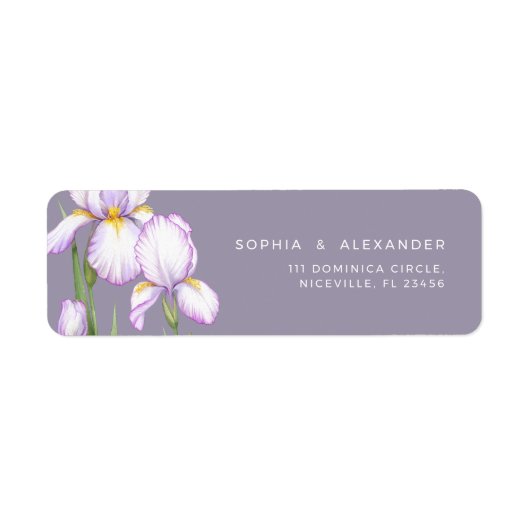 Return Address Label Delicate Irises Wedding. (Vorne)