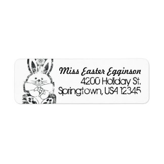 Return Address Label, Retro Easter Bunny Grungy