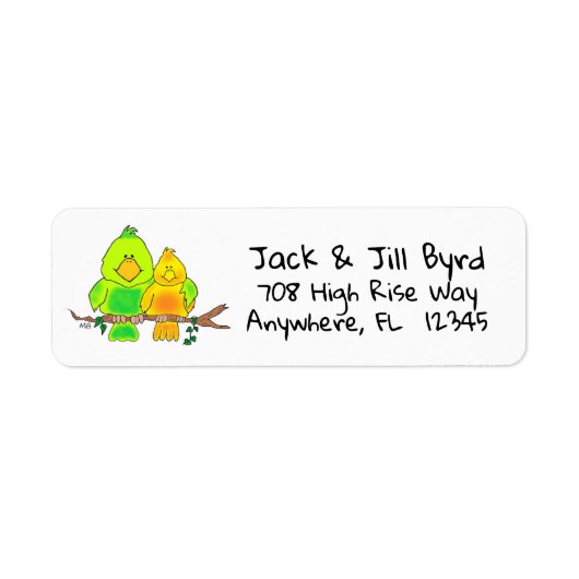 Return Address Label Whimsical Birds (Vorne)