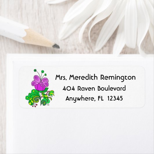 Return Address Label Whimsical Flower (Insitu)