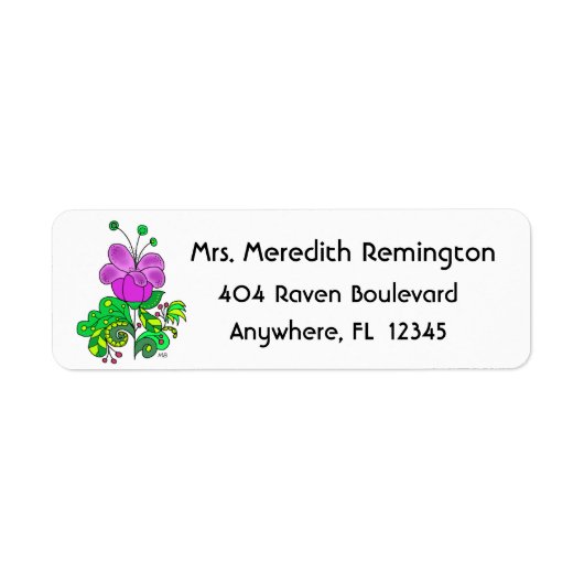 Return Address Label Whimsical Flower (Vorne)