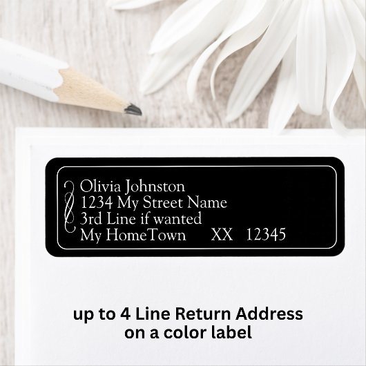 Return Address Labels, Black White Infinity Scroll