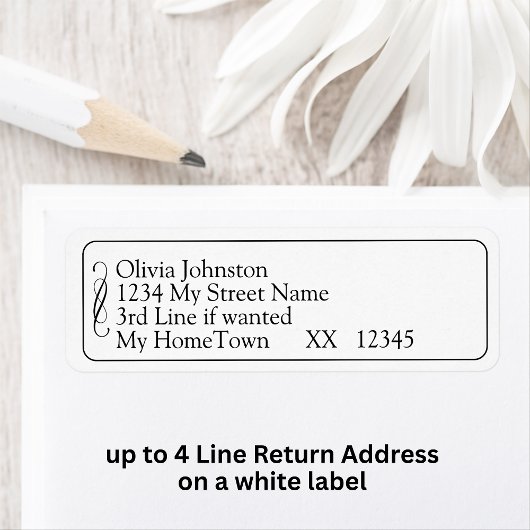 Return Address Labels, Black White Infinity Scroll