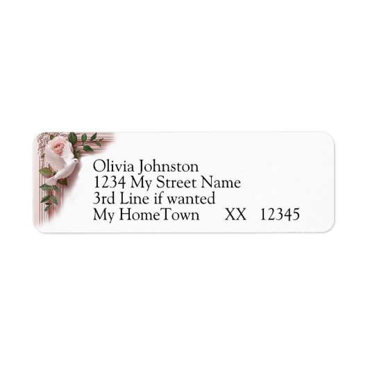 Return Address Labels, Doves & Pink Roses (Vorne)
